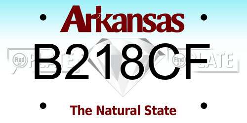 B218CF Arkansas License Plate