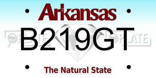B219GT Arkansas License Plate