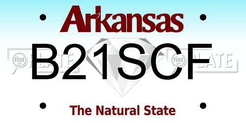 B21SCF Arkansas License Plate