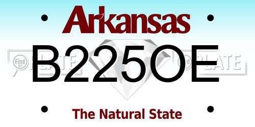 B225OE Arkansas License Plate