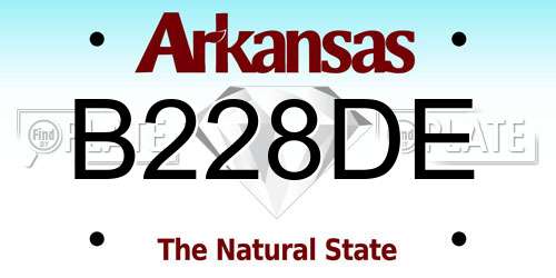 B228DE Arkansas License Plate