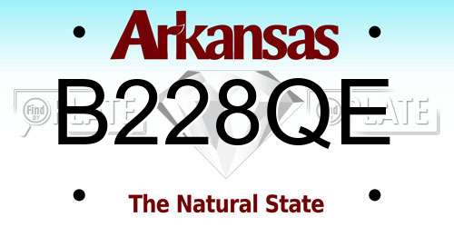 B228QE Arkansas License Plate