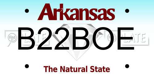 B22BOE Arkansas License Plate