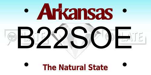 B22SOE Arkansas License Plate