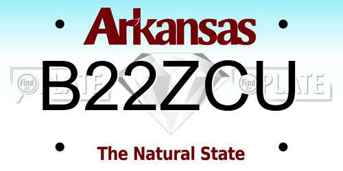 B22ZCU Arkansas License Plate