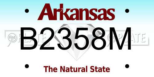 B2358M Arkansas License Plate