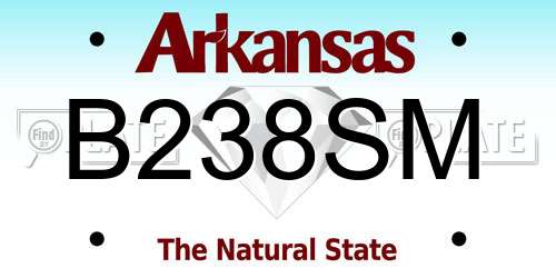 B238SM Arkansas License Plate