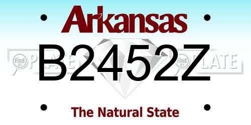 B2452Z Arkansas License Plate