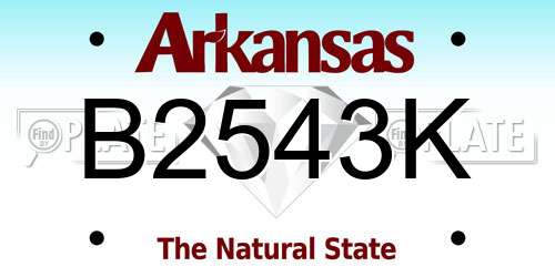 B2543K Arkansas License Plate