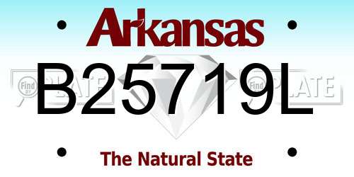 B25719L Arkansas License Plate