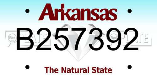 B257392 Arkansas License Plate