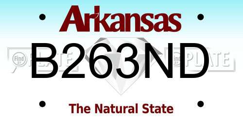 B263ND Arkansas License Plate