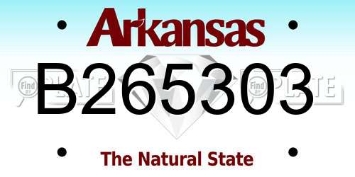 B265303 Arkansas License Plate