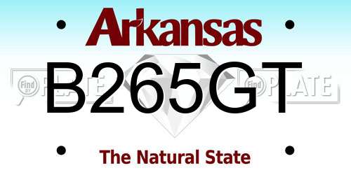 B265GT Arkansas License Plate