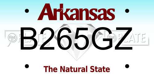 B265GZ Arkansas License Plate