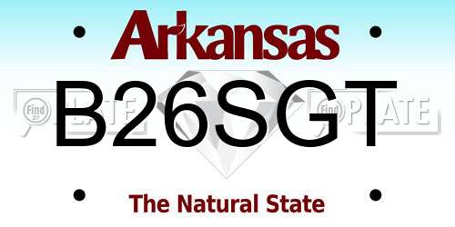 B26SGT Arkansas License Plate