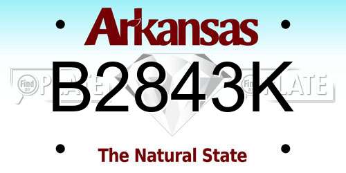 B2843K Arkansas License Plate