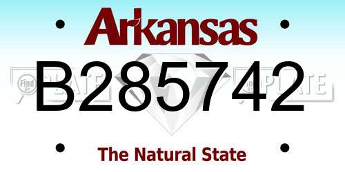 B285742 Arkansas License Plate