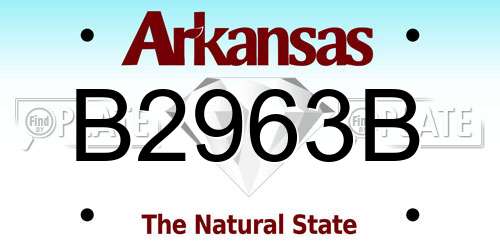 B2963B Arkansas License Plate
