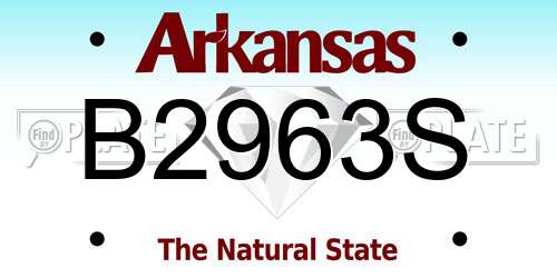 B2963S Arkansas License Plate
