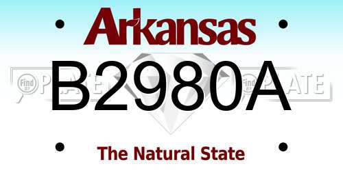 B2980A Arkansas License Plate