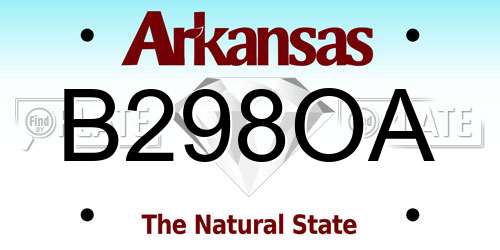 B298OA Arkansas License Plate