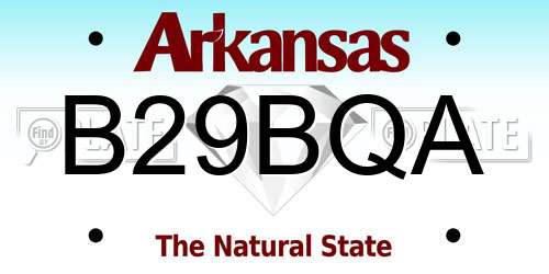 B29BQA Arkansas License Plate