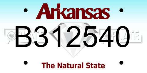 B312540 Arkansas License Plate