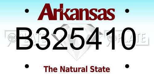 B325410 Arkansas License Plate