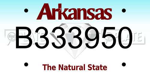 B333950 Arkansas License Plate