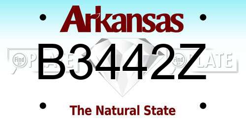 B3442Z Arkansas License Plate