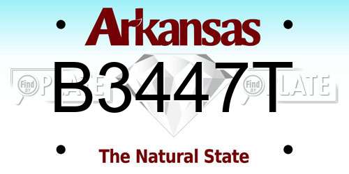 B3447T Arkansas License Plate