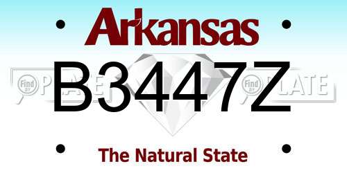 B3447Z Arkansas License Plate