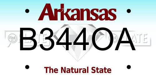 B344OA Arkansas License Plate