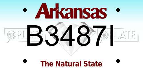 B3487I Arkansas License Plate