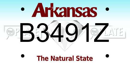 B3491Z Arkansas License Plate