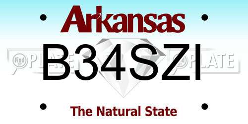 B34SZI Arkansas License Plate