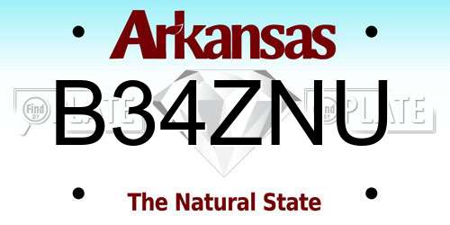 B34ZNU Arkansas License Plate