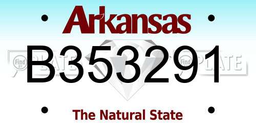 B353291 Arkansas License Plate