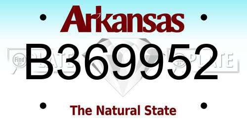 B369952 Arkansas License Plate
