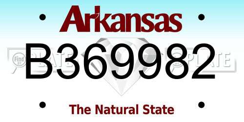 B369982 Arkansas License Plate
