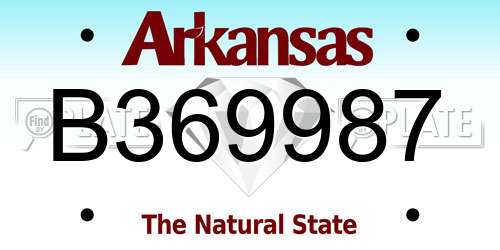 B369987 Arkansas License Plate