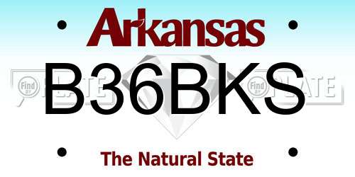 B36BKS Arkansas License Plate