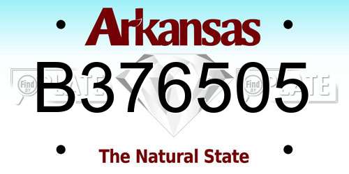 B376505 Arkansas License Plate