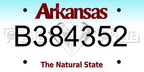 B384352 Arkansas License Plate