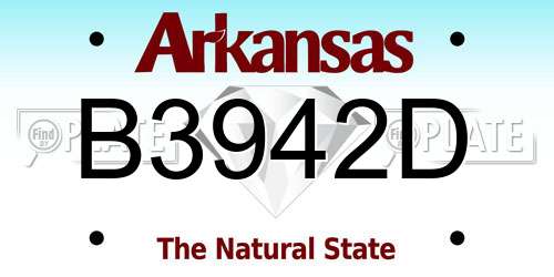 B3942D Arkansas License Plate