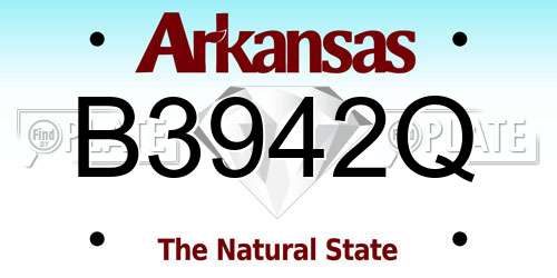 B3942Q Arkansas License Plate