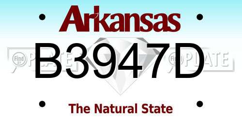 B3947D Arkansas License Plate