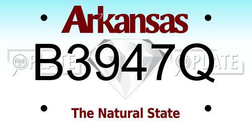 B3947Q Arkansas License Plate