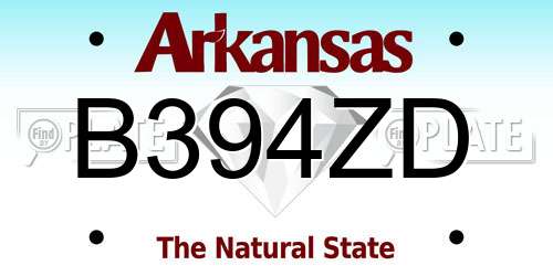 B394ZD Arkansas License Plate